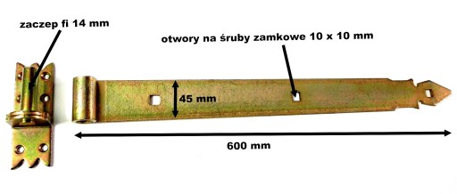 ZAWIASA ZAWIAS PASOWY OCYNKOWANY + HAK 600 MM