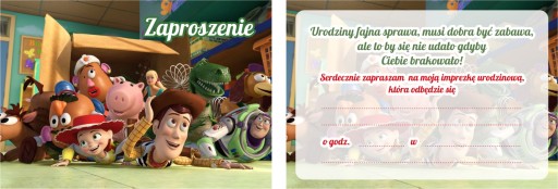 Zaproszenia urodzinowe dla dzieci Toy Story