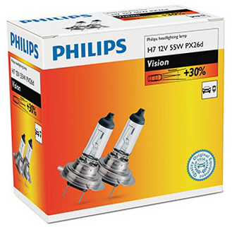 2x ŻARÓWKI PHILIPS VISION H7 +30% ŚWIATŁA 2szt