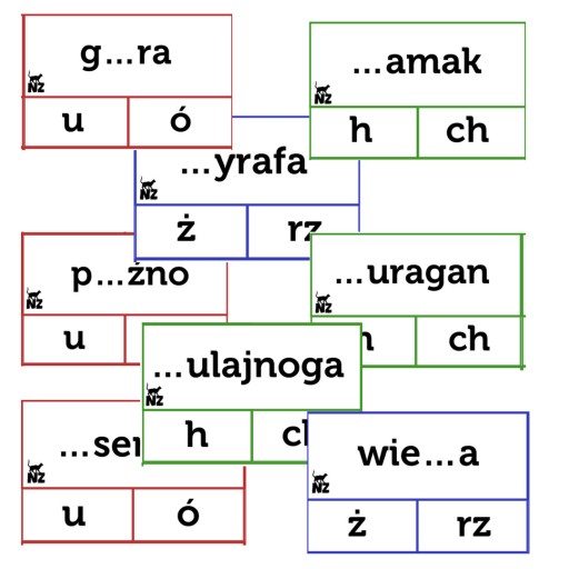 ORTOGRAFIA KLAMERKOWA pomoce dydaktyczne dla dzieci 96 kart + klamerki