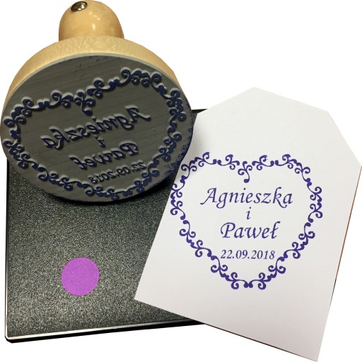 Pieczątka stempel ślubny zaproszenie grawer 4 cm
