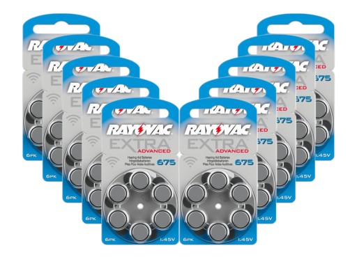 60x BATERIA słuchowa RAYOVAC 675 PR44 1.45V