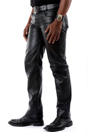 TSCHUL 411 - КЛАСИЧНІ ПРЯМІ ШКІРЯНІ ШТЮРИ, розмір 36