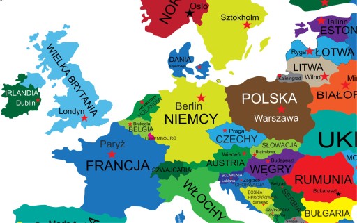 mapa świata austria Naklejki na ścianę mapa świata kolorowa 120x240cm 7207546929 