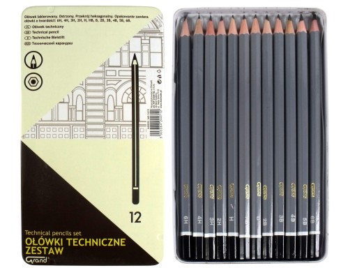 Zestaw Ołówków W Metalowej Kasetce 12 Szt 6h 6b Kw Zestaw Ołówków W Metalowej Kasetce 12 Szt 6h 6b Kw
