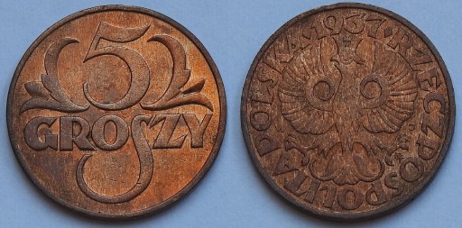 5 gr. groszy 1937 ładna