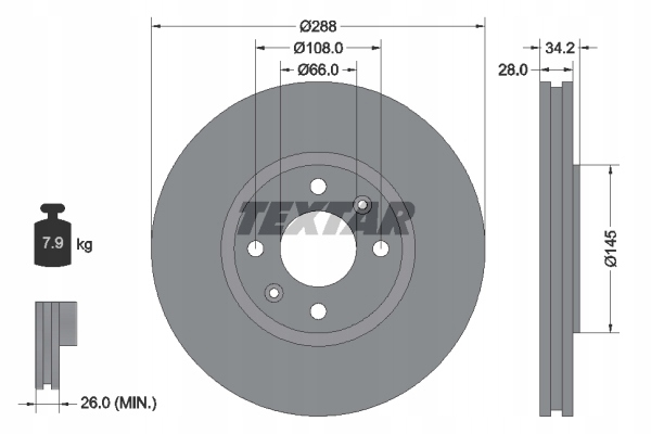 DISCS PADS TEXTAR FRONT CITROEN C5 II 288MM photo 2 - milautoparts-fr.ukrlive.com