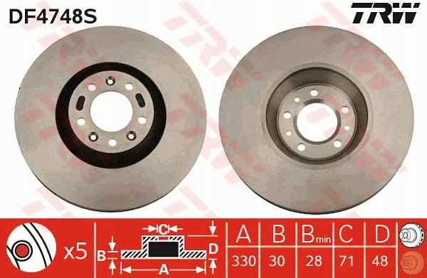 DISCS PADS TRW FRONT - CITROEN C5 III, C6 330MM photo 2 - milautoparts-fr.ukrlive.com