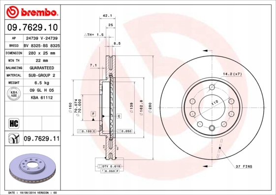 DISQUES SABOTS DE FREIN BREMBO AVANT - OPEL CORSA C 280MM photo 2 - milautoparts-fr.ukrlive.com