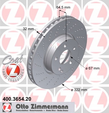 ZIMMERMANN DISCS FRONT MERCEDES C W204 S204 322MM photo 2 - milautoparts-fr.ukrlive.com