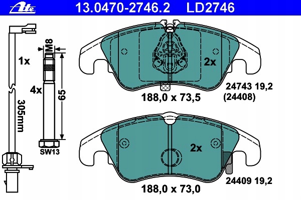 ATE CERAMIC SABOTS DE FREIN AVANT AUDI A6 C7 A7 Q5 CRACOVIE photo 2 - milautoparts-fr.ukrlive.com