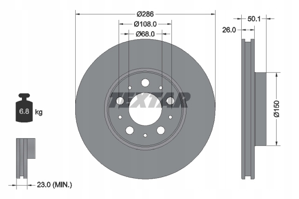 PADS DISCS TEXTAR FRONT VOLVO V70 II XC70 286MM photo 3 - milautoparts-fr.ukrlive.com