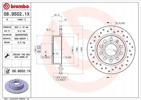 BREMBO XTRA DISCS REAR VW GOLF VI SCIROCCO photo 2 - milautoparts-fr.ukrlive.com