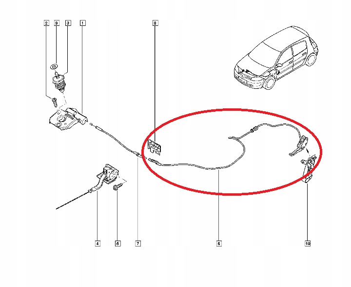 CABLE OPENING HOOD RENAULT MEGANE II 2002-2008 photo 2 - milautoparts-fr.ukrlive.com