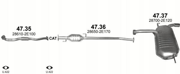 HYUNDAI TUSCON 2.0I 16V FRONT DRIVE 104KW (OD 2004R.) SILENCER END photo 2 - milautoparts-fr.ukrlive.com