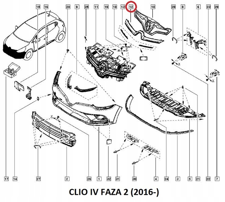фото №16, Renault clio iv решітка решітка радіатора планка хром перед