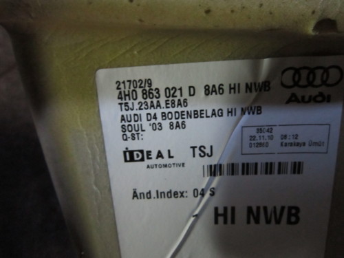 фото №6, Килимок підлога audi a8 a-8 4h0 11r