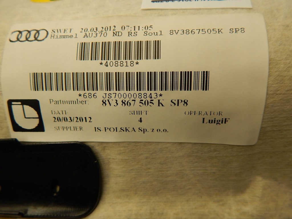 фото №6, Audi a3 8v 3d потолок 8v3867505k