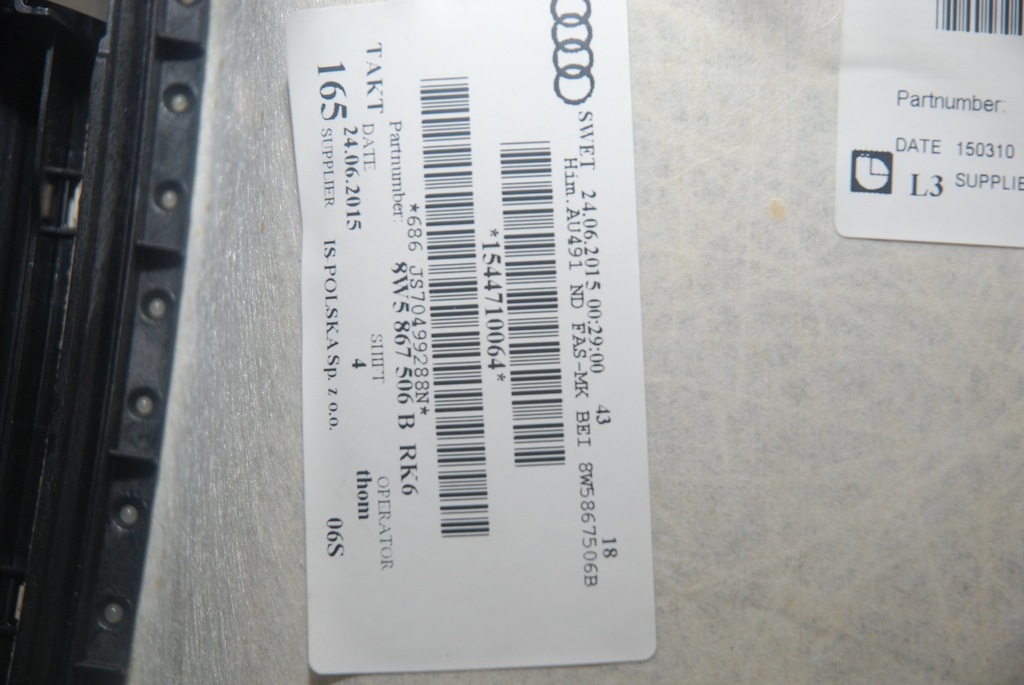 фото №6, Audi a4 b9 sedan потолок 8w5867506b цвет rk6