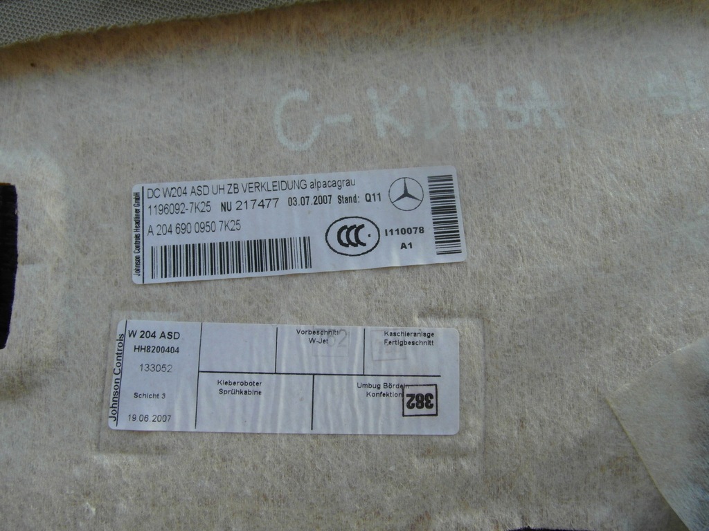 фото №10, Стеля панорама mercedes c-klasa w204 sedan