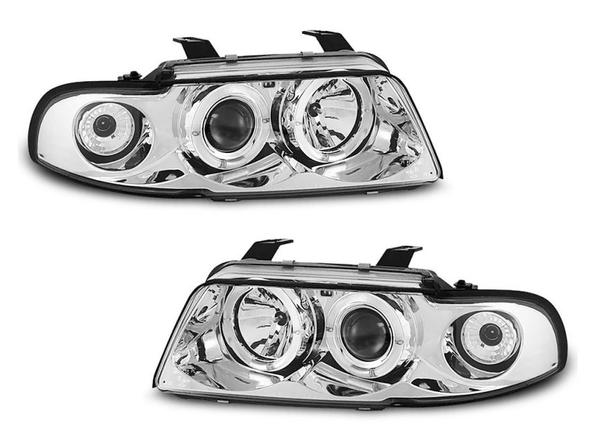 Купить Фонари перед audi a4 b5 94-98 хром angel кольца led